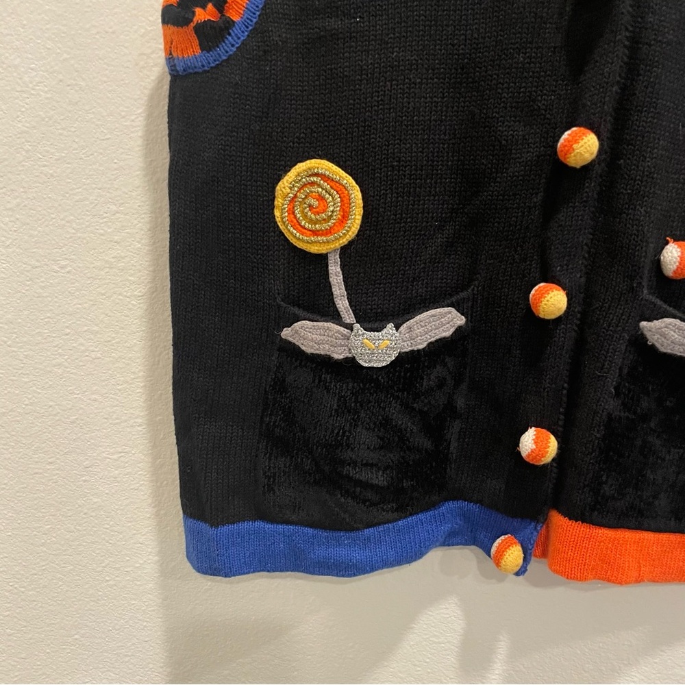 berek Black Sweater Vest with Orange and Blue Accents - Picture 3 of 10